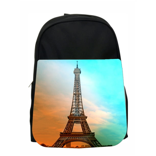 Paris Eiffel Tower and Red Umbrella Cool Backpack Bookbag Rucksack School Travel Bag 